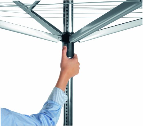 Brabantia Lift-o-Matic Advance Wäschespinne, mit Kunststoff-Bodenanker zum Einbetonieren, Schutzhülle und Klammerbeutel, 50 m Soil Spear - 12
