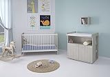 Polini Kids Kinderzimmer 6-teilig Kinderbett mit Wickelkommode mit Regal und Matratze - 2