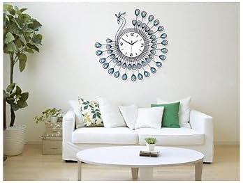 Exquisite Modern Peacock Design Wall Clock - Blue+Black