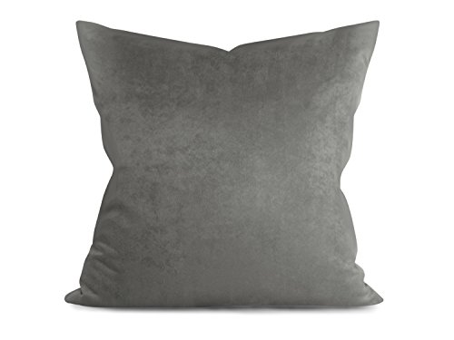 Kissenhüllen in Wildleder-Optik – angenehm weich & überaus robust – in 21 fantastischen Farben und 3 Größen (14 Farben in 60 x 60 cm), Doppelpack Kissenhüllen 50 x 50 cm, anthrazit - 2