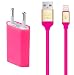 Produktbild M2 2in1 Ladegerät Netzteil 1A + Schnell-Ladekabel Datenkabel passend für iPhone X XS XR XS Max 7 8 7 Plus 8 Plus 6 6S 6Plus 6S Plus 5 5S 5C SE iPad 4 5 ipad Pro iPad Air / Air2 iPad Mini 1 2 3 4 Pink