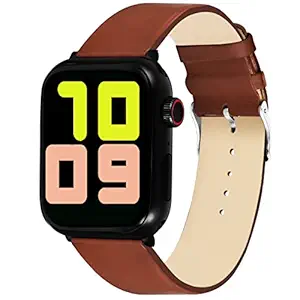 Tokdis MX-1 Pro Bluetooth Calling Smartwatch - 1.69? LCD Display, Multiple Watch Faces, Sleep Monitor, Heart & SpO2 Monitoring, Multiple Sports Modes, Water Resistant (Caramel Leather Strap) T4
