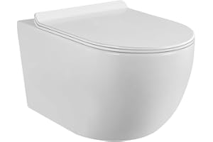 CORIBI WC Suspendu Blanc Sans Bride avec Fixations Invisibles + Abattant Ultra Fin Déclipsable + Frein de Chute (Blanc)