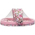 AMARDEEP Mattress with Mosquito Net with Bumper Guard 95 * 55 * 45 Cms XXL 0-2 yrs Pink Animal Print