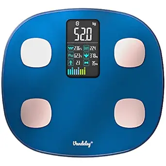 Vandelay Smart Digital Bluetooth BMI Electronic Weighing Scale, Personal Bathroom Body Weight Machine for Home (Blue)