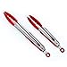 Produktbild K & C Premium Silikon Küche Zange 2 Pack 9 Zoll & 12 Zoll Bonus 101 Kochen Tipps Cherry Rot