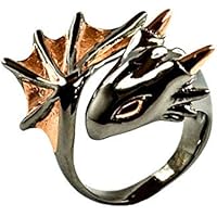Twilight Dragon Ring by MONVATOO London, ein Drachenring-Schmuckstück in freier Größe (verstellbares Band) mit Black ruthenium und 18 Karat Roségold