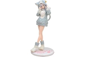 Jiumaocleu Emilia Figur Statue – 20 cm Emilia Figur Modell Katzenohren Dienstmädchen Ver Anime Figur Skulptur Spielzeug Handgemachtes Sammlerstück Desktop Dekoration für Fans