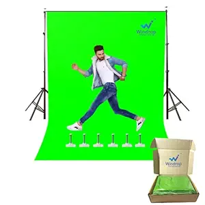 Windrop Solutions Accurate 8x12ft Green Screen Background Photo Video Backdrop for Indoor-Outdoor Online Classes YouTube Videos Live Events Gaming TikTok Vlogs With 12 Wall Fixers & Box Packaging Made in India