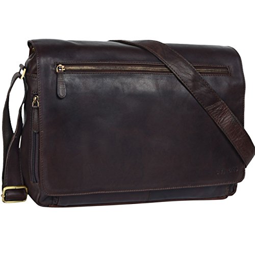STILORD  Jan  15 6 Zoll Laptoptasche Leder Herren Damen Umh  ngetasche Unitasche Aktentasche Freizeit B  rotasche weiches Vintage Leder  Farbe ebenhol