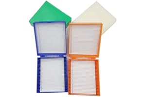 MUHWA 25-Place Microscope Slide Box Microslide Slide Box Pack of 4