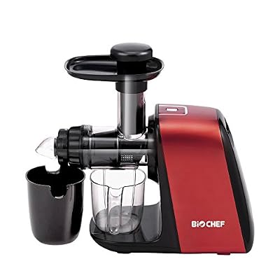 BioChef Extracteur de Jus BioChef Axis Compact Cold Press Juicer: Extracteur Horizontal Parfait pour les Légumes Fibreux et Herbe de Blé avec 10 ans de Garantie (Rouge)