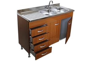Arredobagno e Cucine Mobile Cucina 2 sportelli Completo di lavello Inox 120cm componibile sottolavello