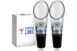 TenTen Labs Aireador de Vino Decantador de Vino (pack de 2) – Pitorro Vertedor de Vino Oxigenador Premium – Caja de Regalo Incluida - Negro