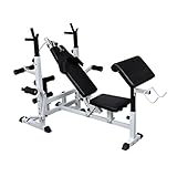 Farbe: weiß/schwarz FZYHFA Multi Gym und Bench mit Beinpresse Fitness Maschine