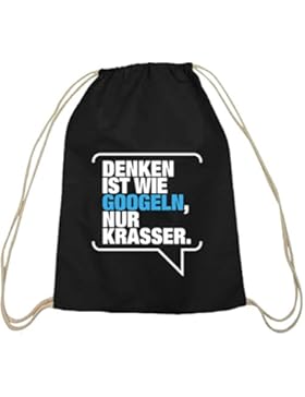 Shirtstreet24, Denken ist krasser, Baumwoll natur Turnbeutel Rucksack Sport Beutel
