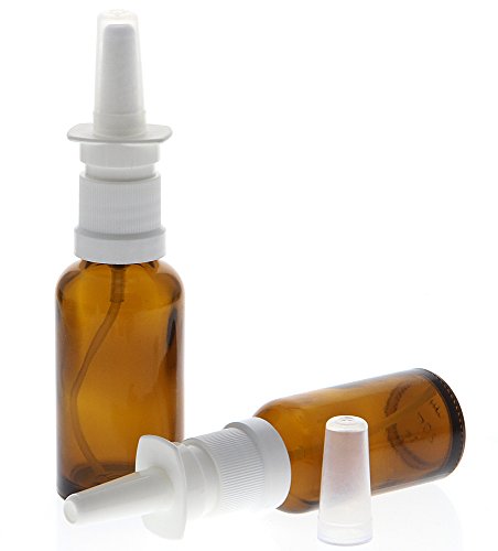 Leere Nasenspray-Flasche mit Fingerzerstäuber Kosmetex Sprühflasche Nasenzerstäuber Braunglas Vaporizer, 20ml, 3× 20 ml - 2