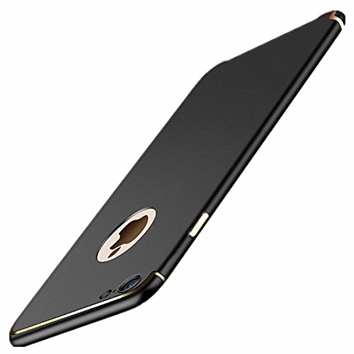 Carcasa iphone 7plus  Qissy   Todo incluido Ultra Slim Anti-Rasgu  o Resistente Huellas Dactilares Protectora Caso de Pl  stico Duro Cover Case para iphone 7 8PLUS 5 5 pulgadas  Negro Oro 