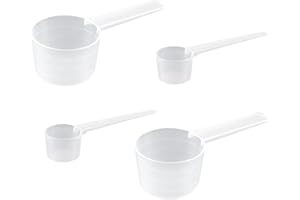 EnixwH Zestaw 4 łyżek pomiarowych, łyżki do pomiaru 5 g, tworzywo sztuczne, mała miarka, miarka 40 ml, przezroczysta ze skalą 10 ml, 20 ml, 30 ml, 40 ml i 2 g, 3 g, waga 4 g