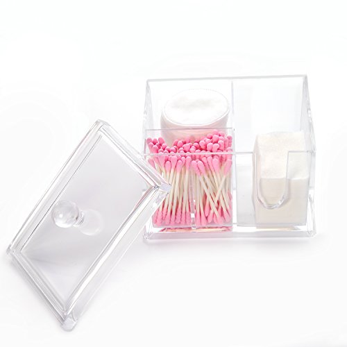 Halterung für Wattepads und Wattestäbchen, Make-up-Organizer aus Acryl, Aufbewahrungsbox - 5