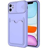 Aksesuarcim Apple iPhone 11 ile Uyumlu Silikon Kılıf Mat Renkli Kart B&ouml;lmeli C&uuml;zdanlı Kamera Lens Korumalı Kapak Kartix Lila