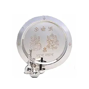 Navisha PNB LAXMI Ganesh Stainless Steel Puja Thali - Set of 4