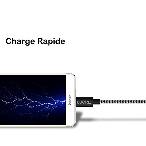 LUORIZ C  ble USB Type C  2M  Lot de 3  Long Nylon Tress   Rapide Chargeur C  ble USB C Charge Data Synchro pour Samsung Galaxy S8 Plus  Note 8  A3 A5