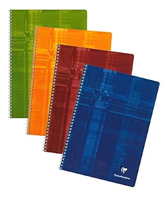 Clairefontaine 8165C - Un cahier à spirale 180 pages 21x29,7 cm 90g lignées avec marge, couverture couleur aléatoire