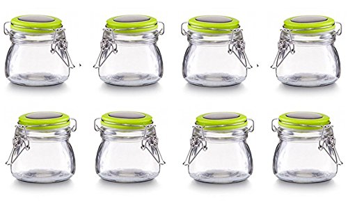 8 Gewürzgläser Zeller Vorratsgläser mit Bügelverschluss in 60 ml / 140 ml / 250 ml | 4 Farben wählbar (140 ml, grün)