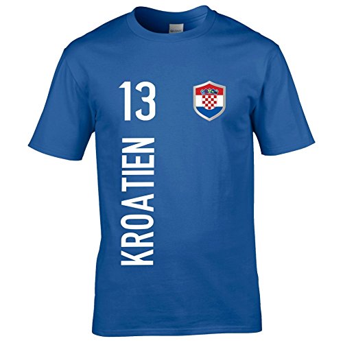 FanShirts4u Kinder Fanshirt Trikot Kroatien Croatia Hrvatska T-Shirt inkl. Druck Wunschname u. Wunschnummer EM WM (7/8 Jahre 122-128 cm, Blau/Kroatien)