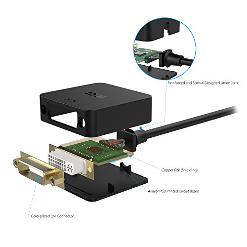 ICZI DisplayPort (DP) auf DVI Adapter mit anti-interference magnetischer ring, vergoldet Stecker, 1080P, Konverter Male zu Female für Grafikkarten, PC und Apple und Mehr (Schwarz) - 5