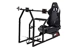 GTR Simulateur de course Gta-f Modèle (Noir) Triple ou simple support de moniteur avec assise en similicuir en noir, Simulateur de course cockpit Gaming Chair Unique support de moniteur