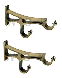 WSK Premium Brass Antique Curtain Double Rod Bracket Support Door and Window Fitting Hardware S109-001