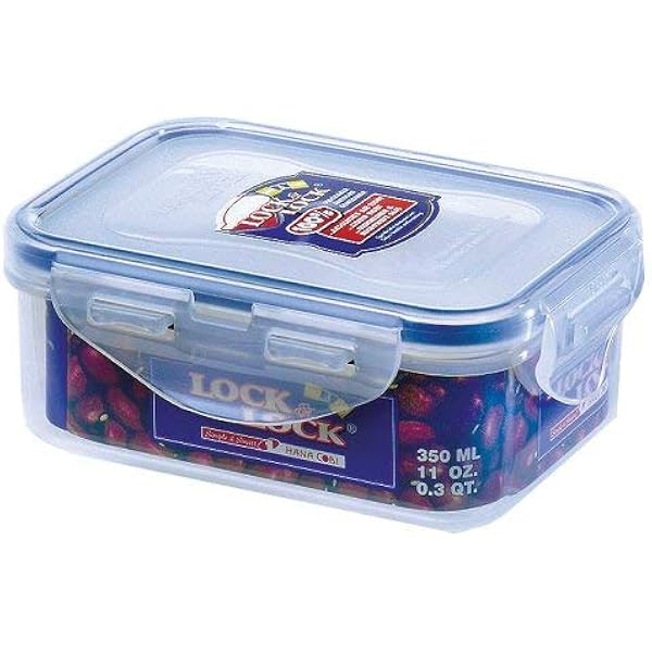 3 X Rectangular Storage Container Clear Blue 350 Ml Amazon Co Uk Home Kitchen