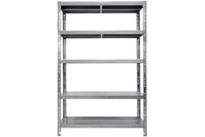 GRIMA Scaffalatura metallica Maciste - ALTA PORTATA - scaffale in metallo Zincato - 5 Ripiani- Portata 1.300 Kg (120x40x195h)