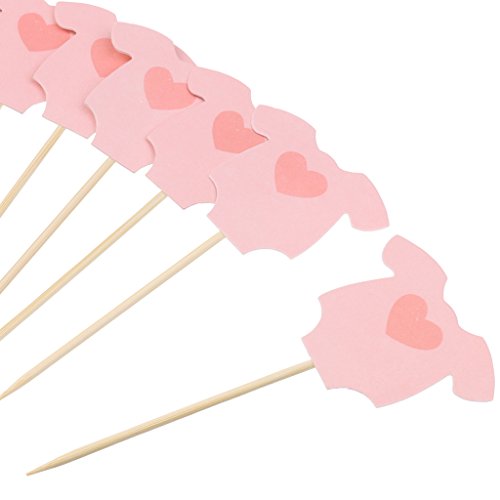 MagiDeal 10 Stück Baby Cupcake Toppers Kuchen Picks für Baby Shower Party – Hell-Pink, 13 cm - 6