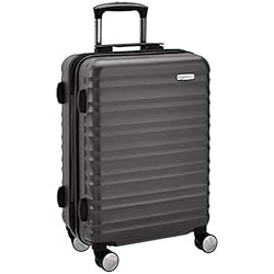AmazonBasics Valise rigide à roulettes pivotantes de qualité supérieure avec serrure TSA intégrée - 55 cm Noire, Approuvée pour la plupart des compagnies low cost