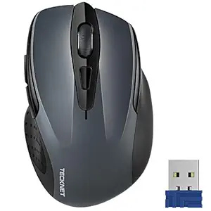 Tecknet M003 2.4G Ergonomic Wireless Mobile Optical Mouse with USB Nano Receiver (Grey)