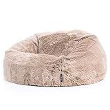 Icon Pouf Classique en Fausse Fourrure, Poufs de Salon, 85cm x 50cm, Pouf Poire Grand, Chaise pour Chambre (Marron Vison)