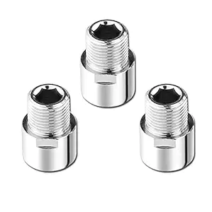 THOISEWELT Full Brass 1 Inch Extension Nipple for Bathroom Kitchen Plumbing Hardware Tools Pipe Fittings (Chrome Finish) - 3 Pcs