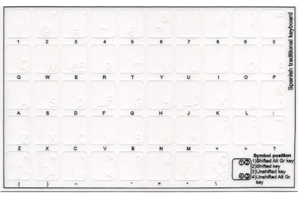 Qwerty Keys Espagnol Autocollant Clavier Transparent avec des Lettres Blanc - Convient pour ne Importe Quel Clavier