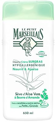 Le Petit Marseillais Douche Crème Surgras Hypoallergénique Sève d'Aloe Vera/Beurre d'Amande Flacon de 650 ml