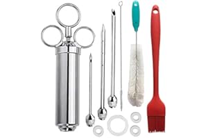 CHSEEO 2 Oz Edelstahl Bratenspritze Marinadenspritze Gewürzspritze BBQ-Spritze Fleischspritze zum Grillen & Braten für BBQ-Fleisch, Rind, Huhn, Gebäck #4
