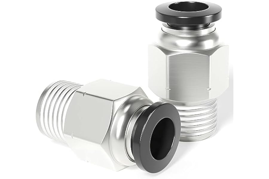 TAILONZ PNEUMATIC Copper Male Straight 12mm Tube OD x 1/4 BSP Push to Connect Fittings PC12-02 (Pack of 2)