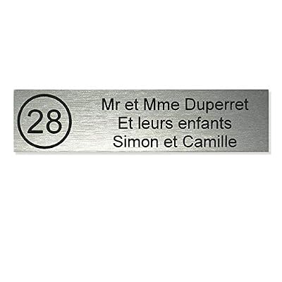 DECOHO Plaque boite aux lettres NUMERO Edelen (99x24mm) gris argent lettres noires - 3 lignes