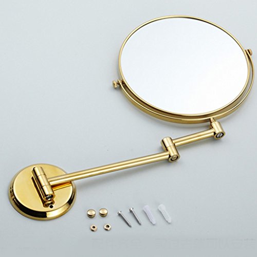 Volles Kupfer-Gold Wand-doppelseitiges Badezimmer Teleskopisches Falten 8-Zoll-Vergrößerungs-Schönheits-Spiegel - 5