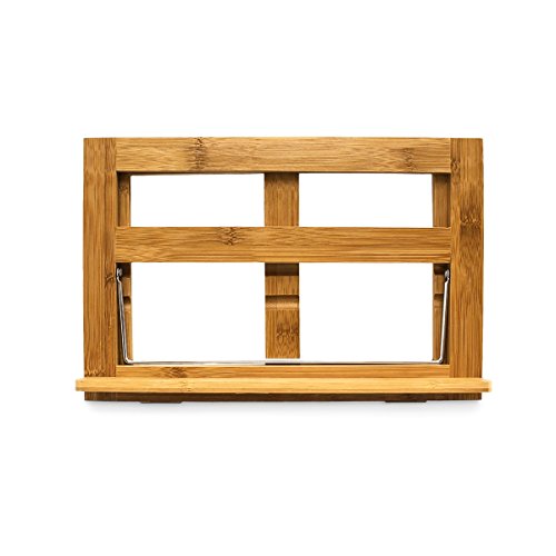 Relaxdays Kochbuchständer Bambus H x B x T: ca. 22 x 33 x 22,5 cm Rezepthalter neigungsverstellbar in 3 Stufen Buchständer für Küche und Büro als Kochbuchhalter und Leseständer Buchstütze Holz, natur - 7
