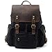 Produktbild VZVABAG Canvas Echtleder Rucksack Damen Herren Rucksäcke Wasserdicht Vintage Retro Schulrucksack für Schule Outdoor Reisen Wandern mit Großer Kapazität (Schwarz)
