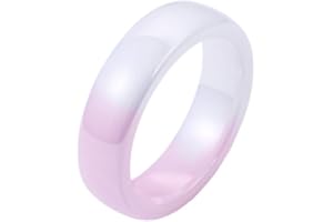 Joielavie Bague Anneau pour Femme Fille en Céramique Blanche Rose Violette Couleur Dégradé Épuré Mesurant 6MM de Large Alliance Bijoux Fantaisie