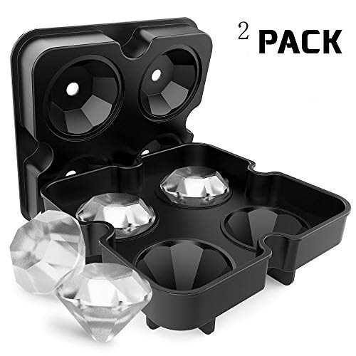 2Pack Ice Cube bandejas con tapa, Doctor Hetzner Espacio de ahorro de liberación fácil Silicona Ice Maker Mold, Food Grade Contenedores de almacenamiento multifunción para Whisky, cócteles, ju (Black-2Pack)